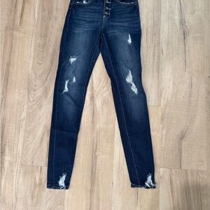 KanCan Dark Blue Distressed High-Rise Skinny Jeans